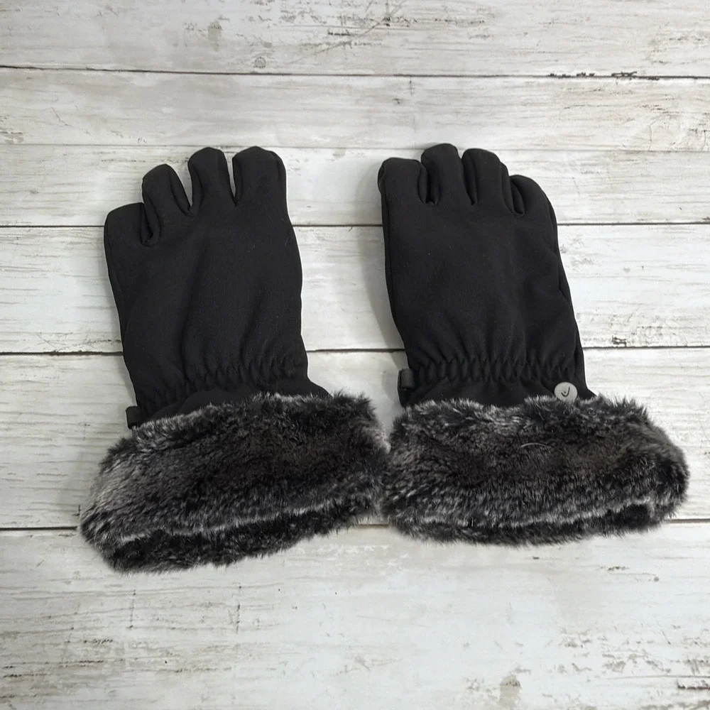 HEAD Women's Sensatec Digital ThermalFUR Winter Gloves Black Faux Fur Size M